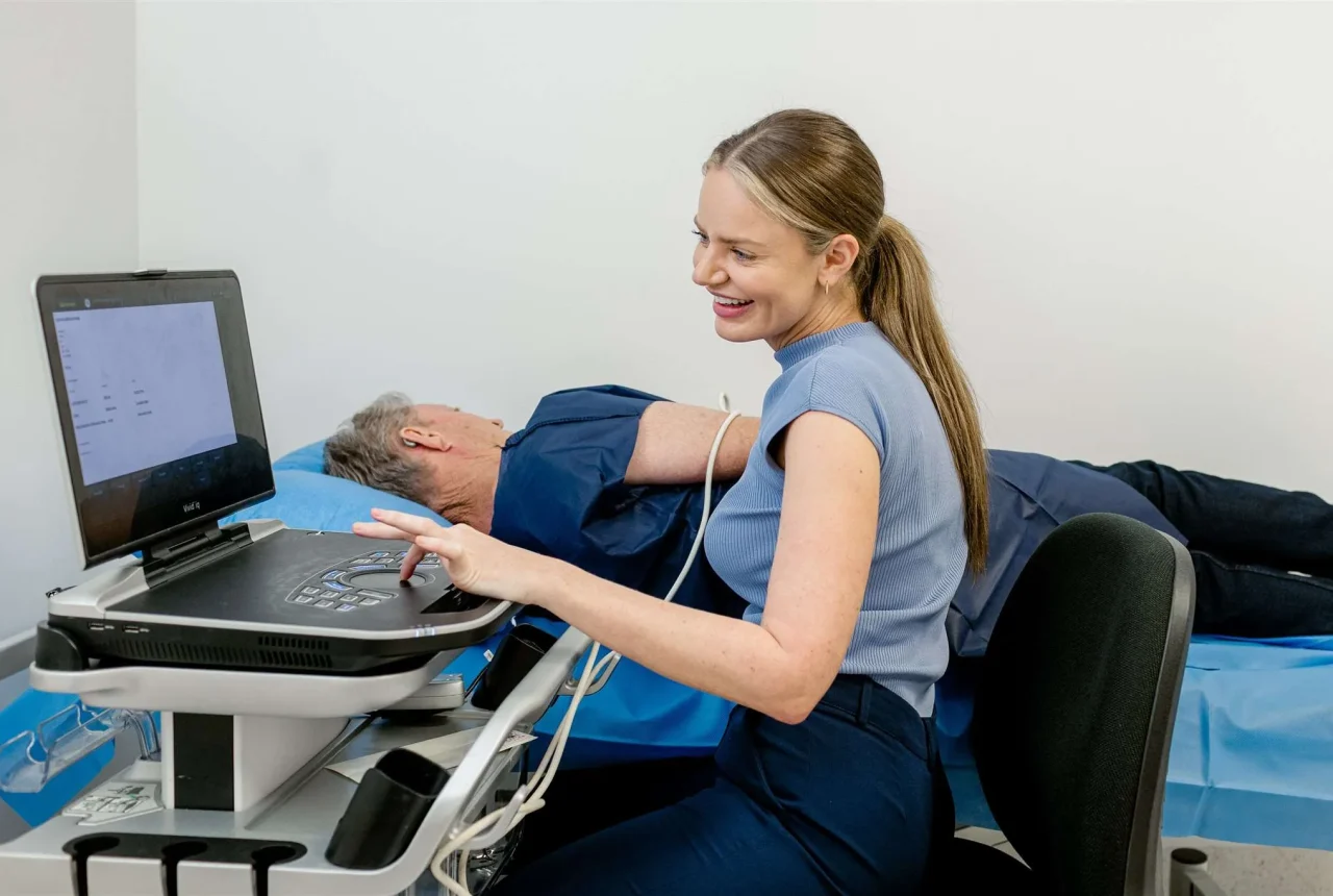A patient undergoing a heart test